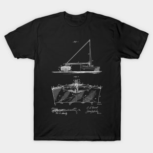 Fishing Net Vintage Patent Hand Drawing T-Shirt